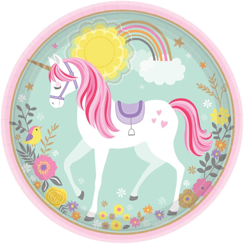 Basic Unicorn Teller, 23 cm, 8 Stück