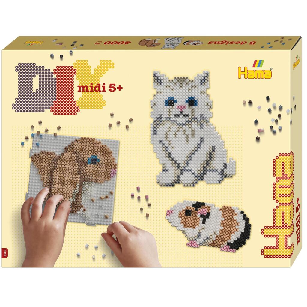 Hama Bügelperlen-Set in Geschenkbox - niedliche Tiere, 4000 Stück.