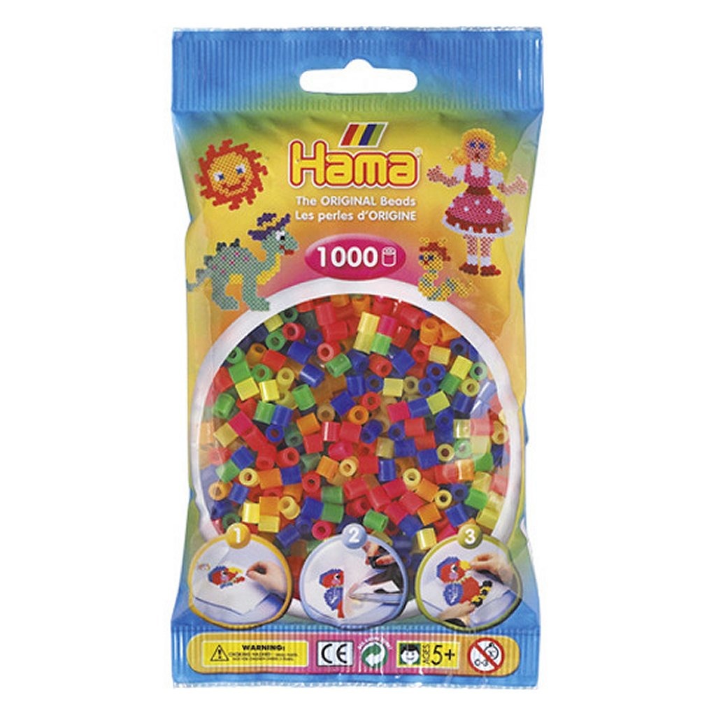 Hama Bügelperlen, Neonfarben, gemischt, 1000 Stück
