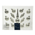 Decoris kerstballenset mini glas zilver 15-delig