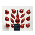 Decoris kerstballenset mini glas rood 15-delig