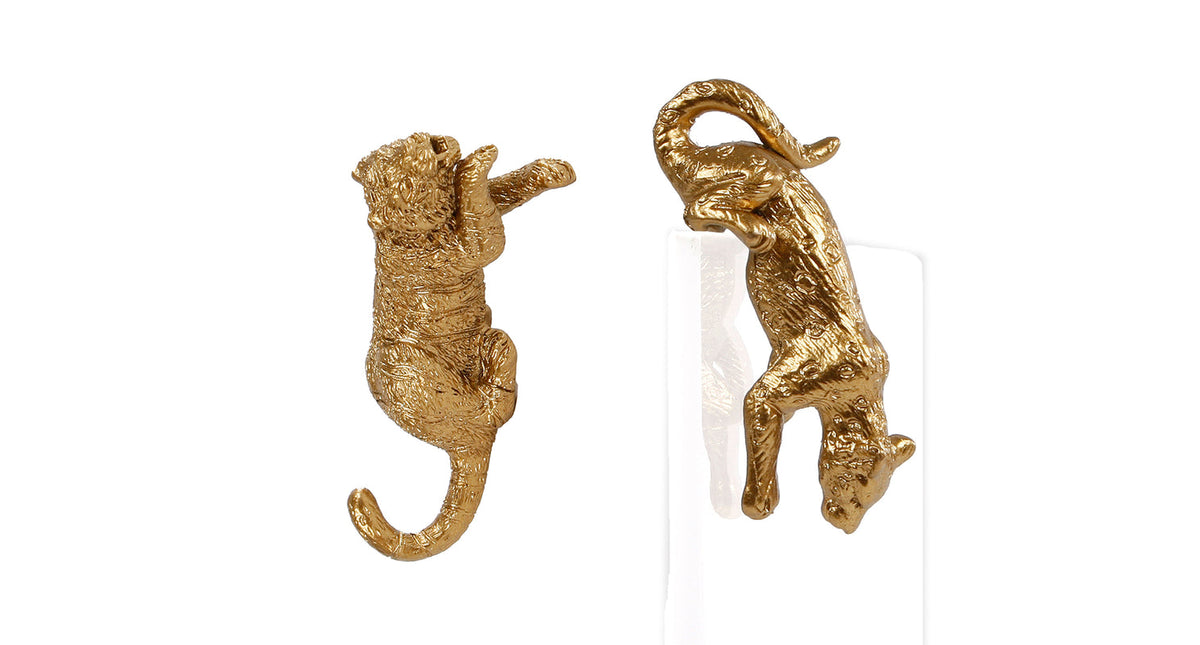 Sculptuur tiger goud 2 assortie 6,5x2,5x3cm
