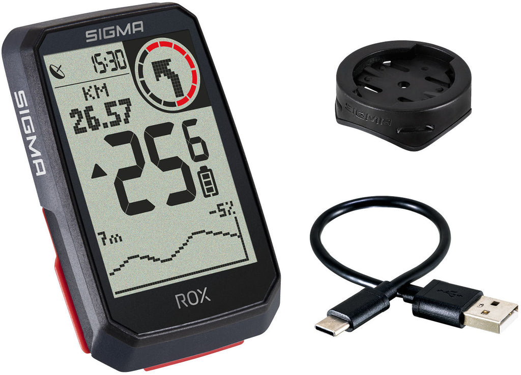 Sigma ROX 4.0 GPS SW SWO Stand Einzelhalter + USB-C Ladekabel