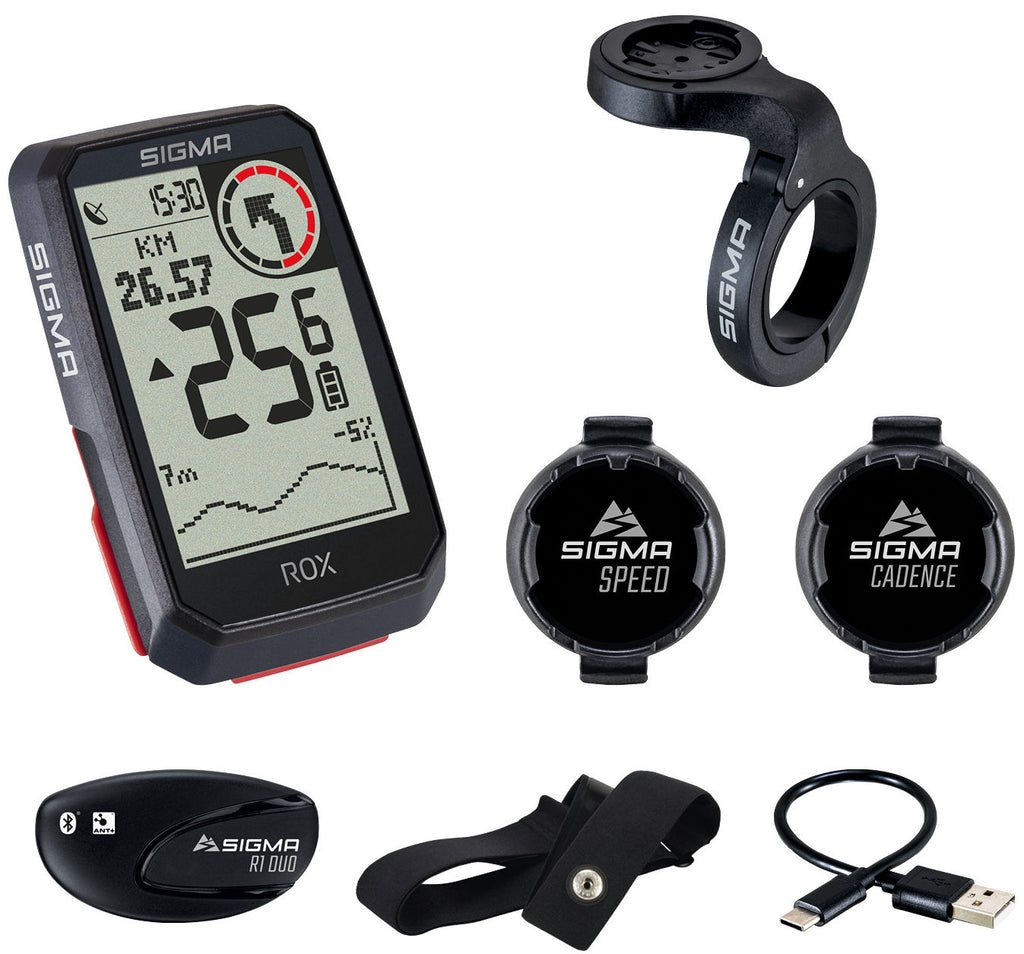 Sigma Rox 4.0 GPS HR CAD Top-Mount-Fahrradcomputer-Set schwarz