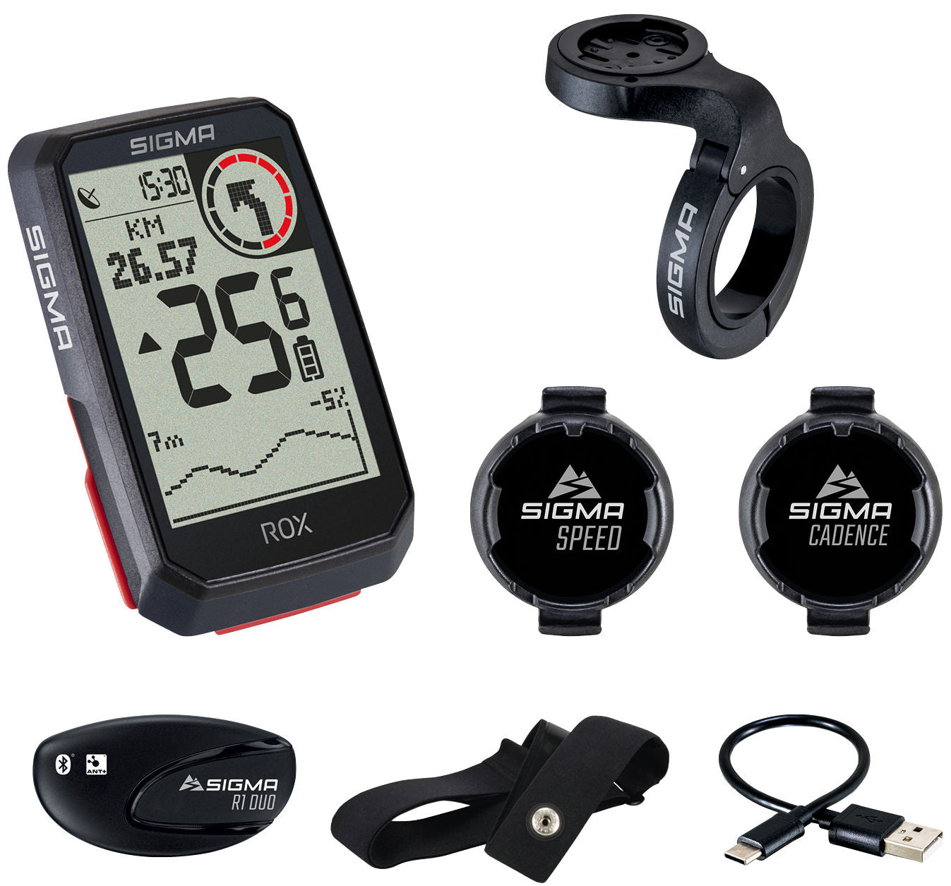 Sigma Rox 4.0 GPS HR CAD Top-Mount-Fahrradcomputer-Set schwarz