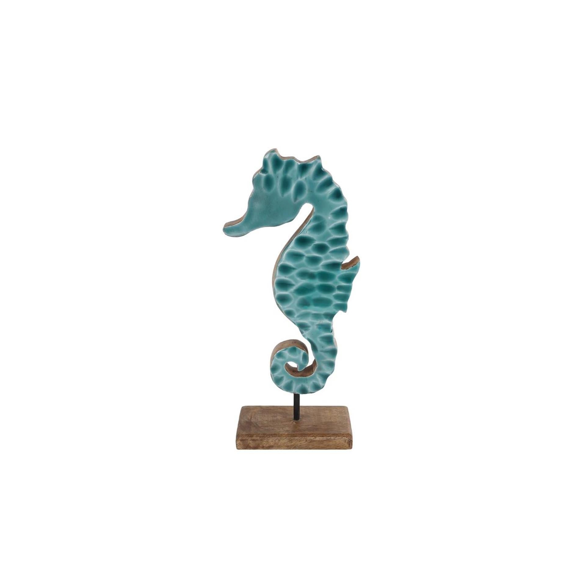 Sculptuur zeepaard op voet 13x6x30cm