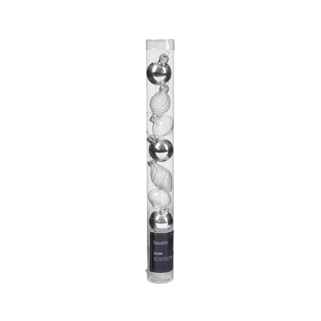 Decoris kerstballen mini dia3cm glas zilver 9dlg