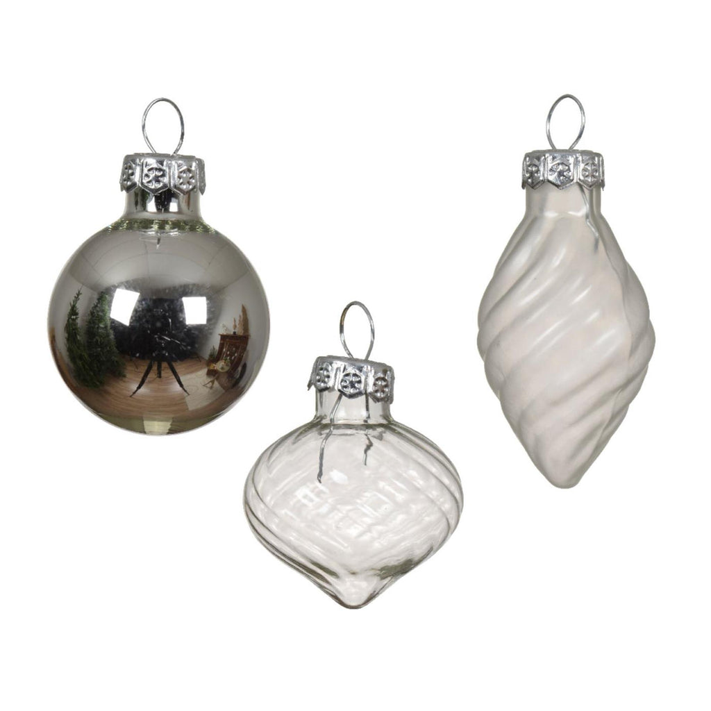 Decoris kerstballen mini dia3cm glas zilver 9dlg