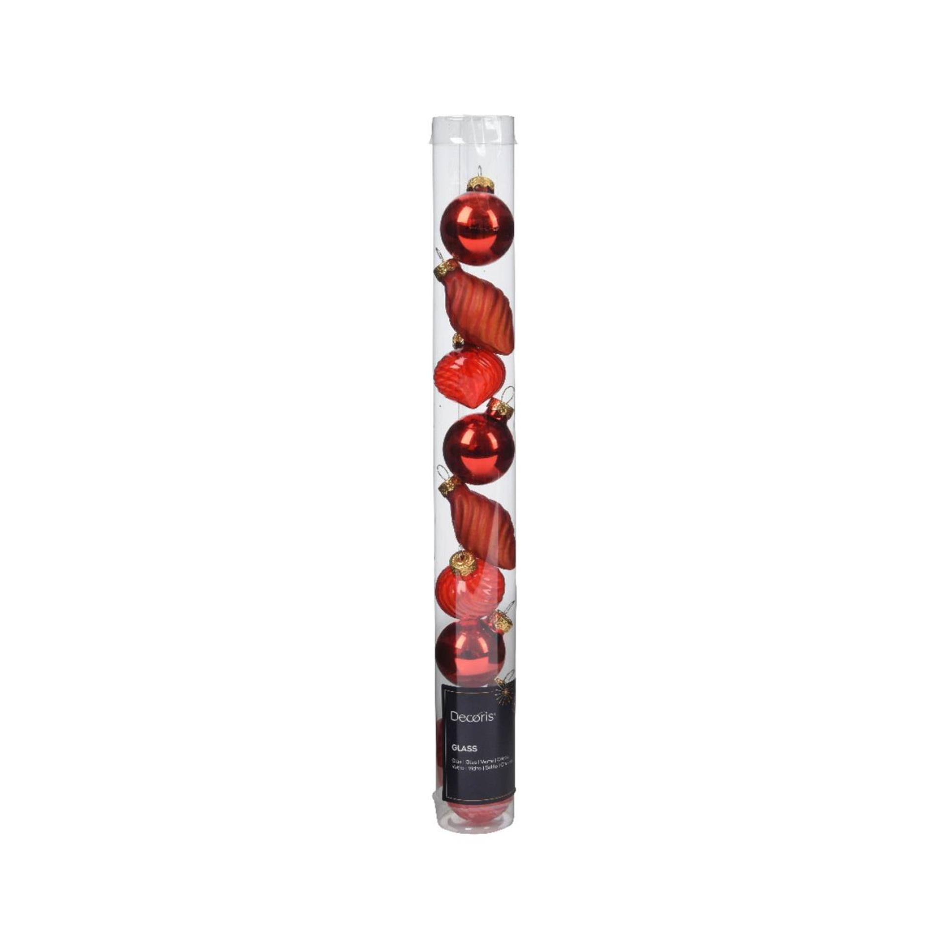 Decoris kerstballen mini dia3cm glas rood 9dlg