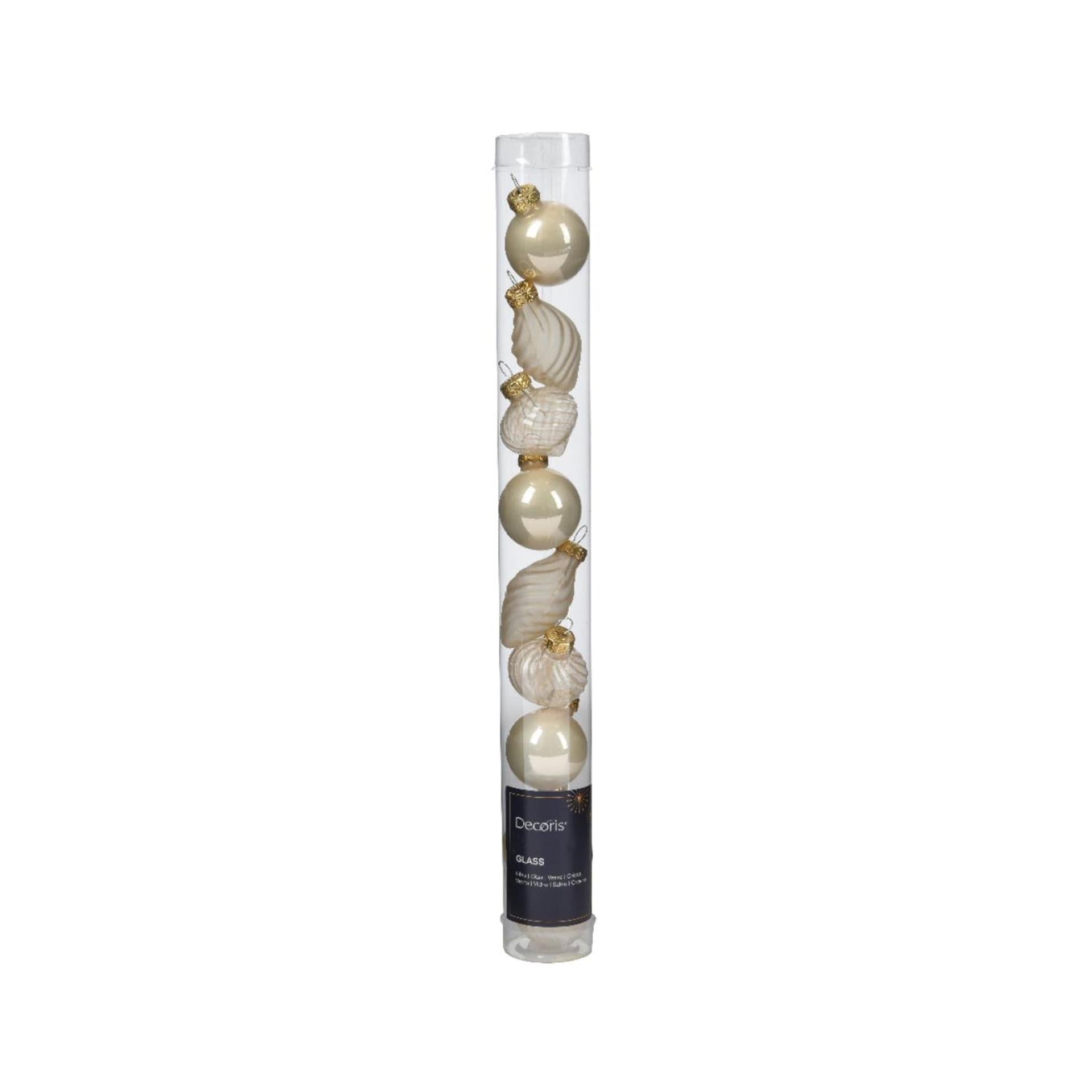 Decoris kerstballen mini dia3cm glas parel 9dlg