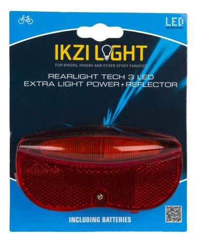 Ikzi LED-Rücklichtreflektor, 3 LEDs, Batterie, 50 mm auf Karte