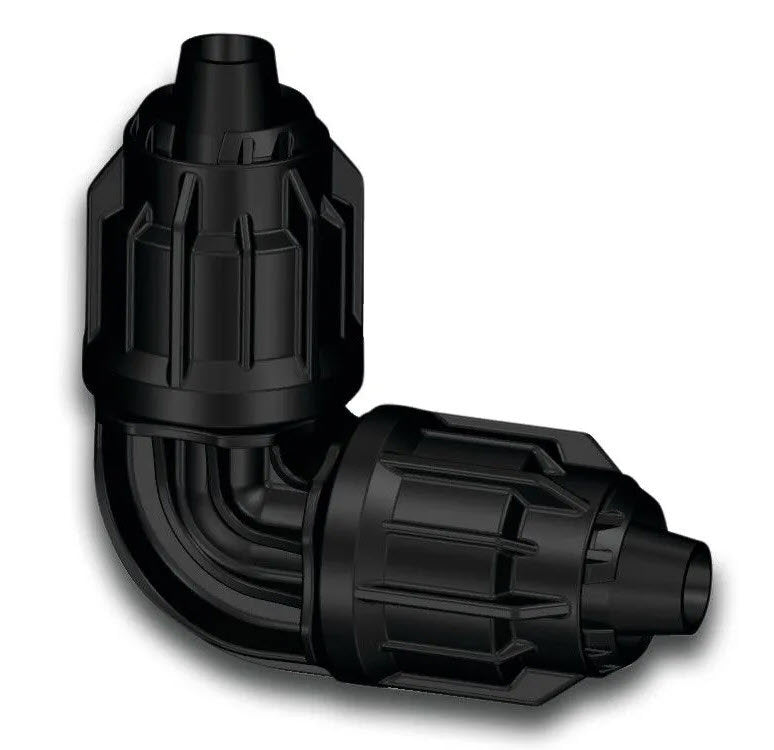Producten knie 90 pp 16 mm quick joint 6bar zwart vbevloeiingsslang