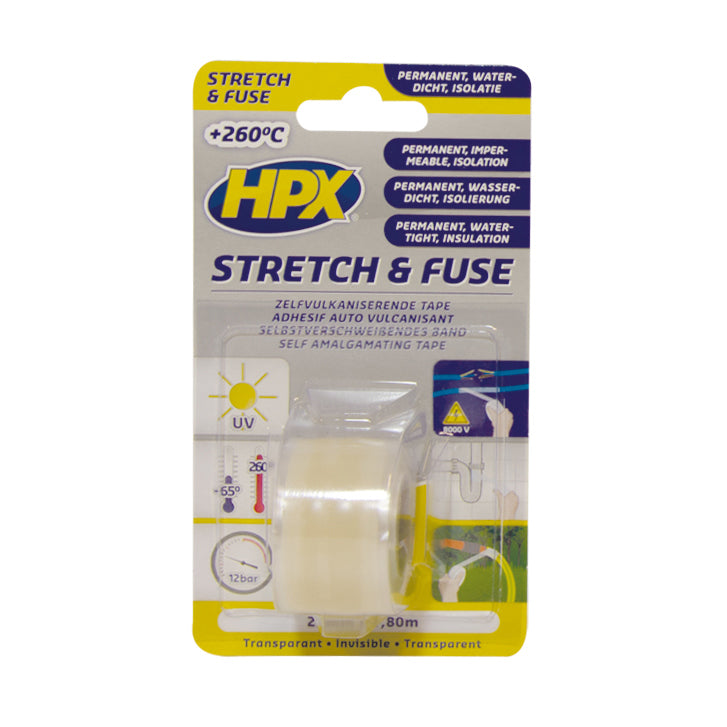 Hpx producten stretchfuse reparatietape silicone transparant 25mm x180m