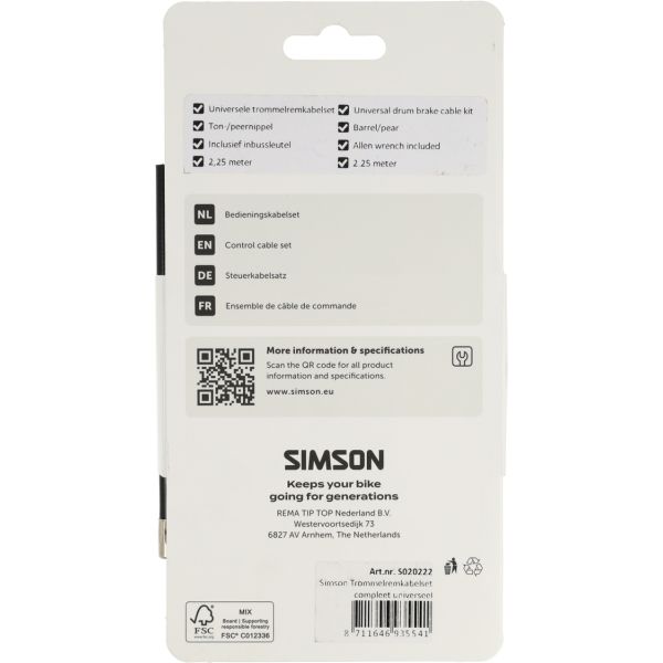 Simson Trommelbremskabelsatz komplett universal schwarz Edelstahl