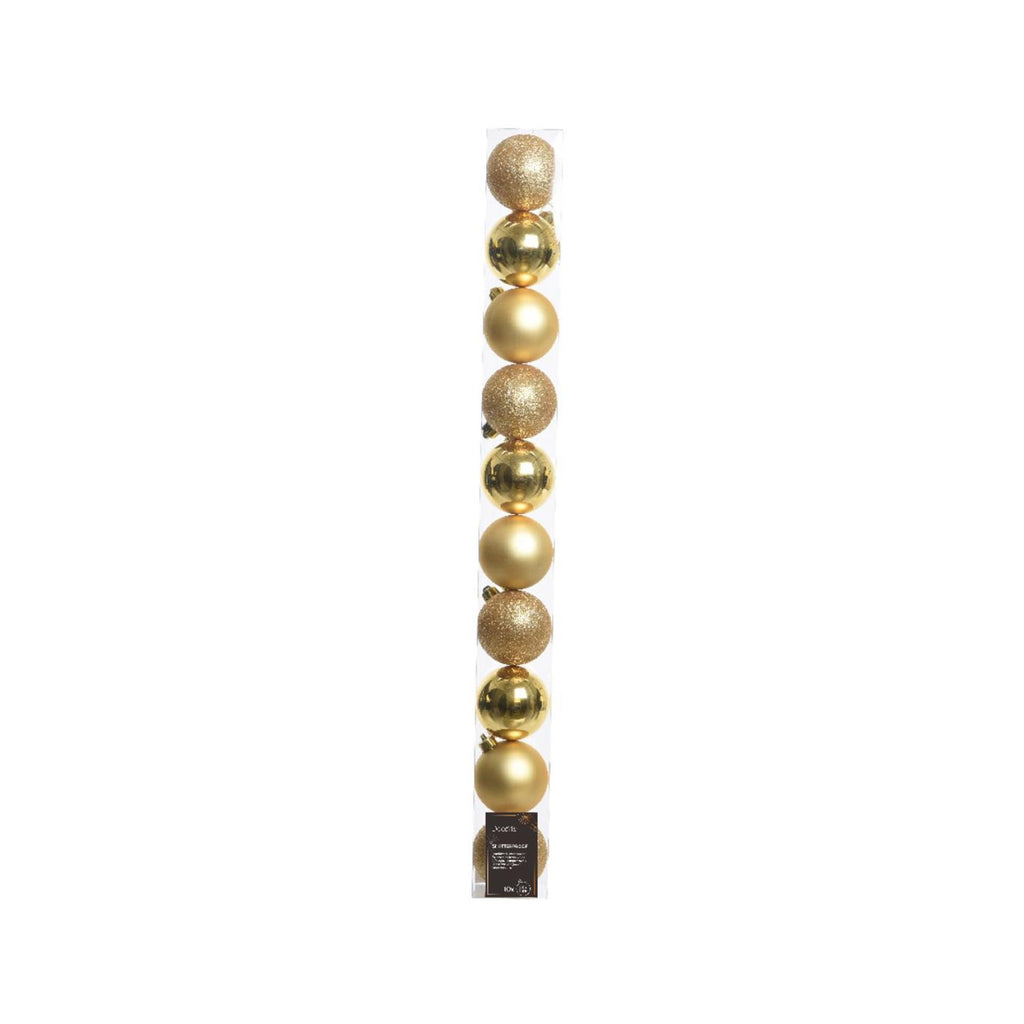 Decoris kerstballen 6cm kunststof goud 10-dlg