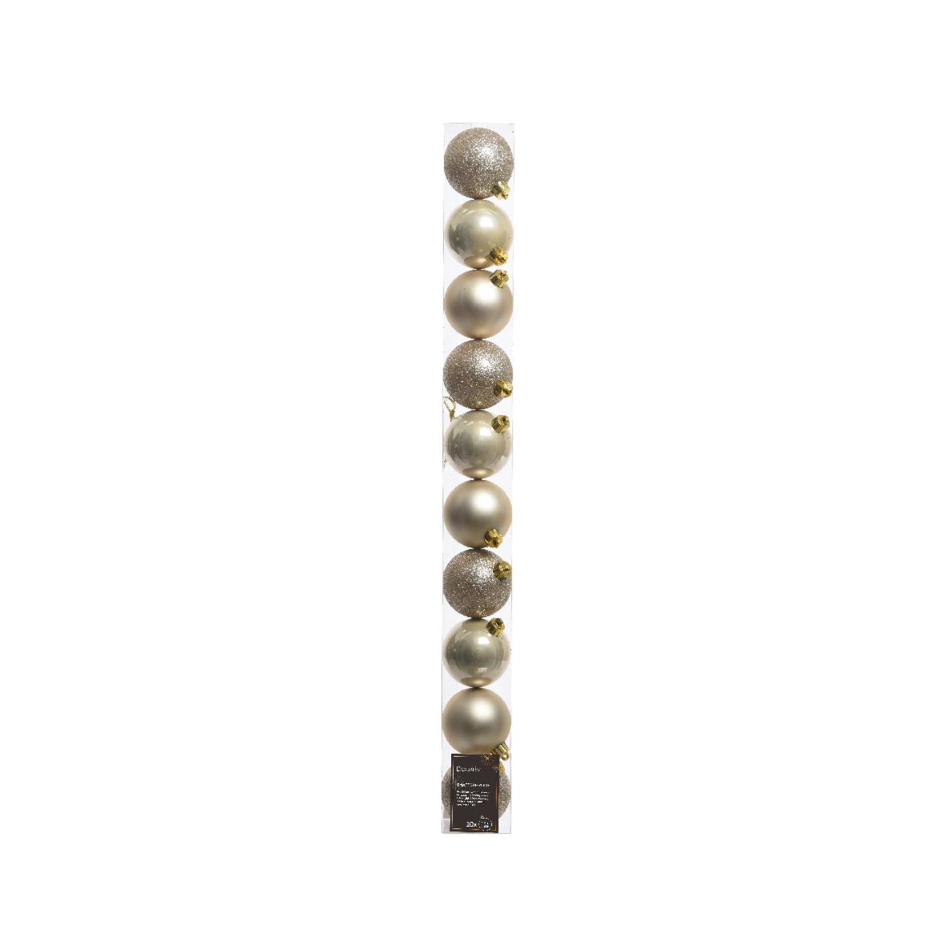 Decoris kerstballen 6cm kunststof parel 10-dlg