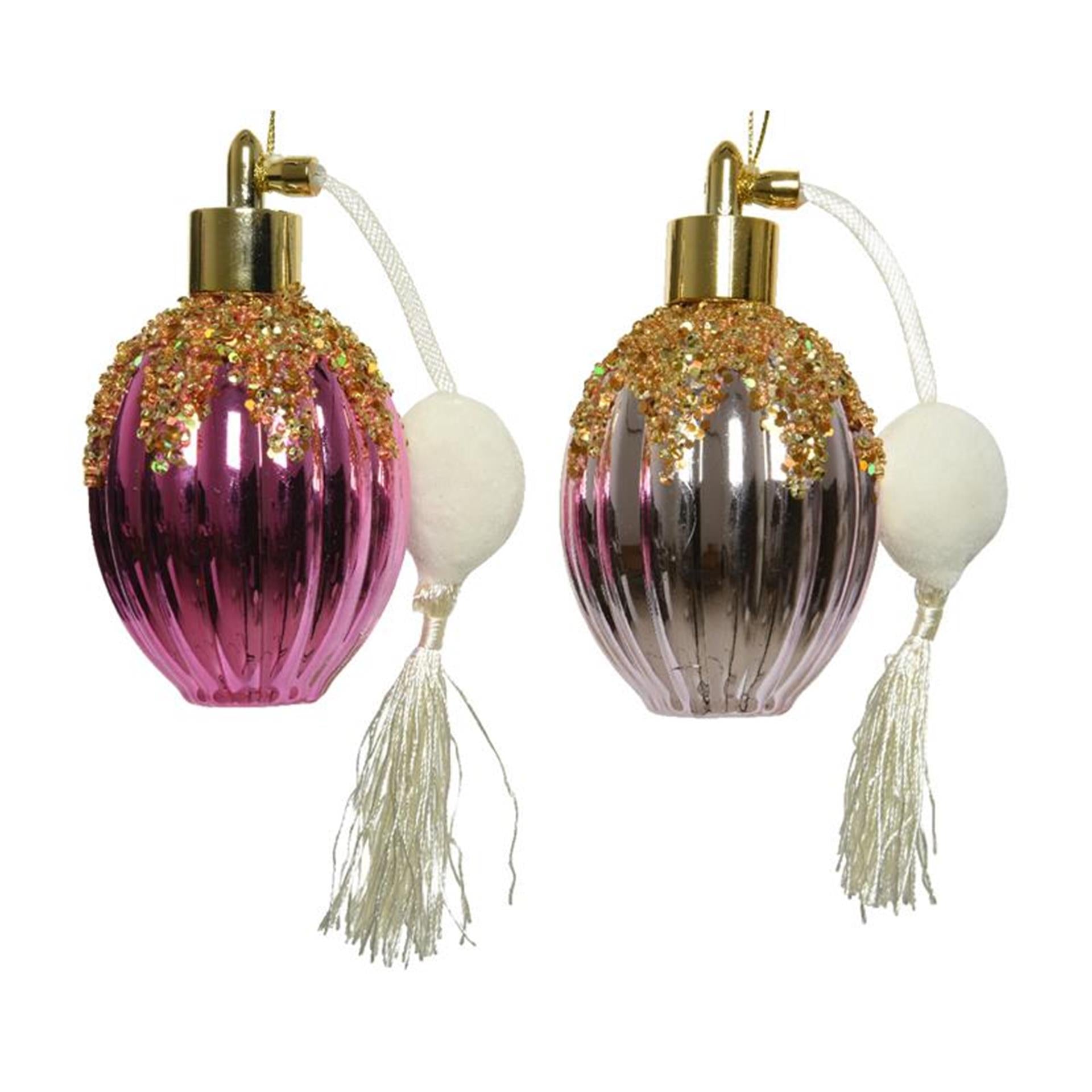 Decoris kersthanger parfumfles kunststof 12cm