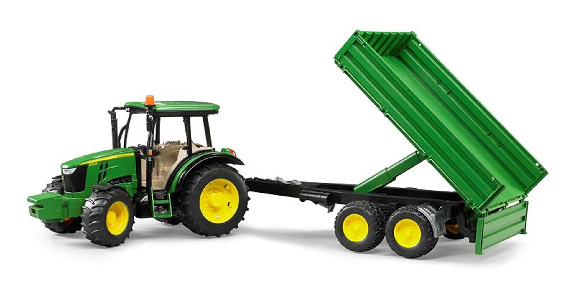 Bruder John Deere Traktor 5115 m mit Anhänger 1:16