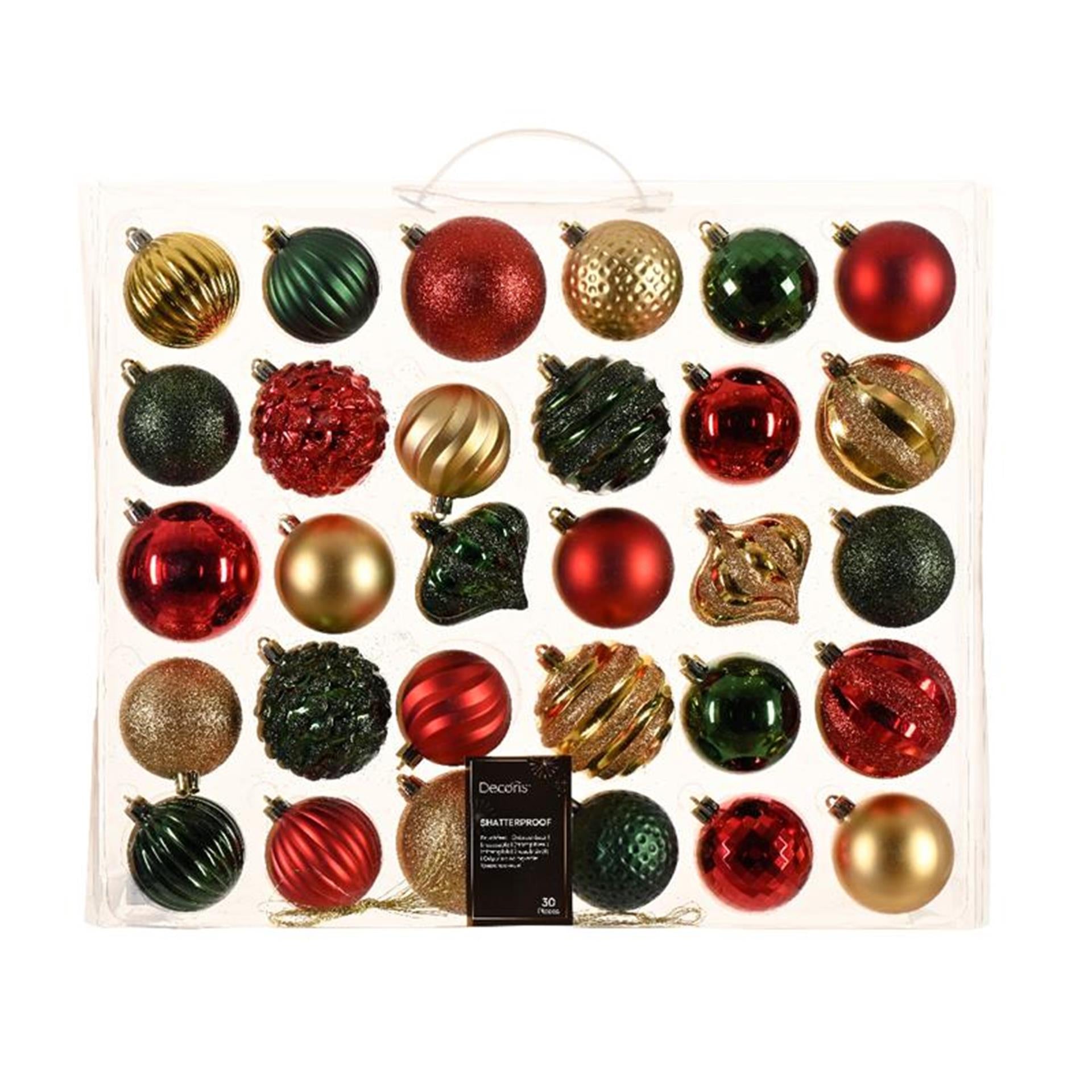 Decoris kerstballen kunststof 30 st.traditioneel