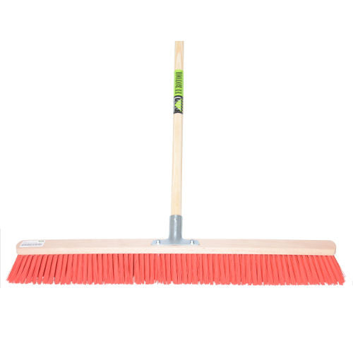 Mm eurotool bezem 80cm rood nylon stokhouder mm steel 150cm