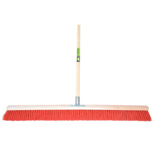 Mm eurotool bezem 100cm rood nylon stokhouder mm steel 150cm