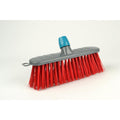 Linea straatveger rood haar 32cm kunststof met steelhouder