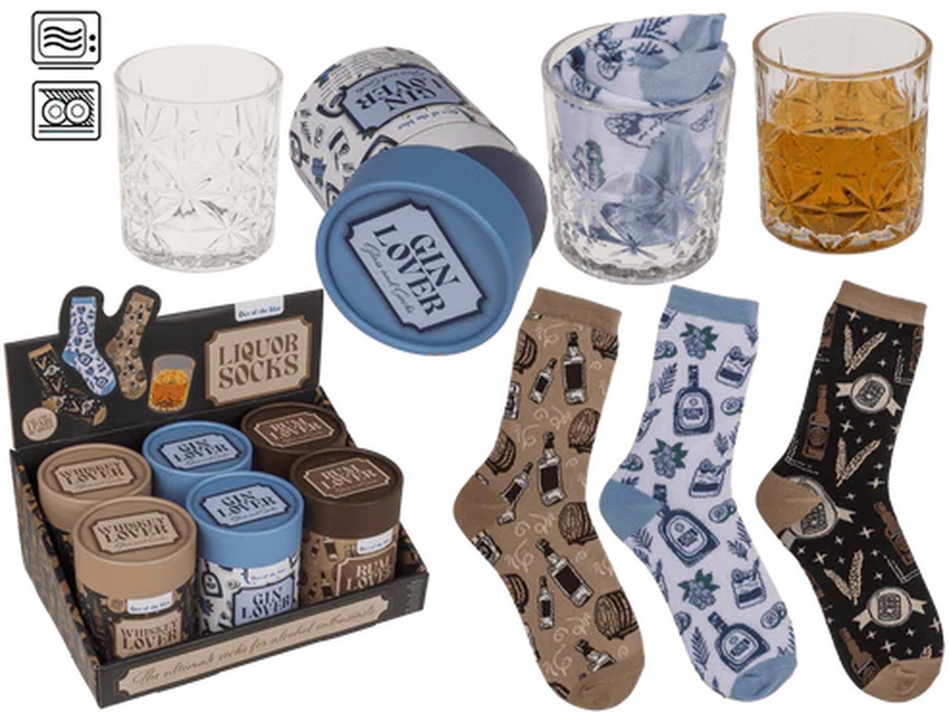 Out of the blue giftset drinkglas 280ml met sokken