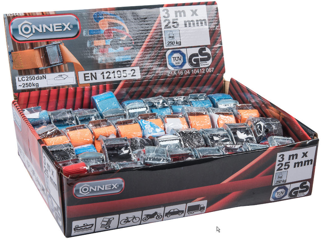 Connex producten spanband 1 delig met klemgesp 3meter 25mm
