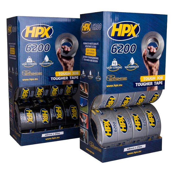 Hpx producten toonbankdisplay duct tape zwart 48mm x 25m 12xcb5025