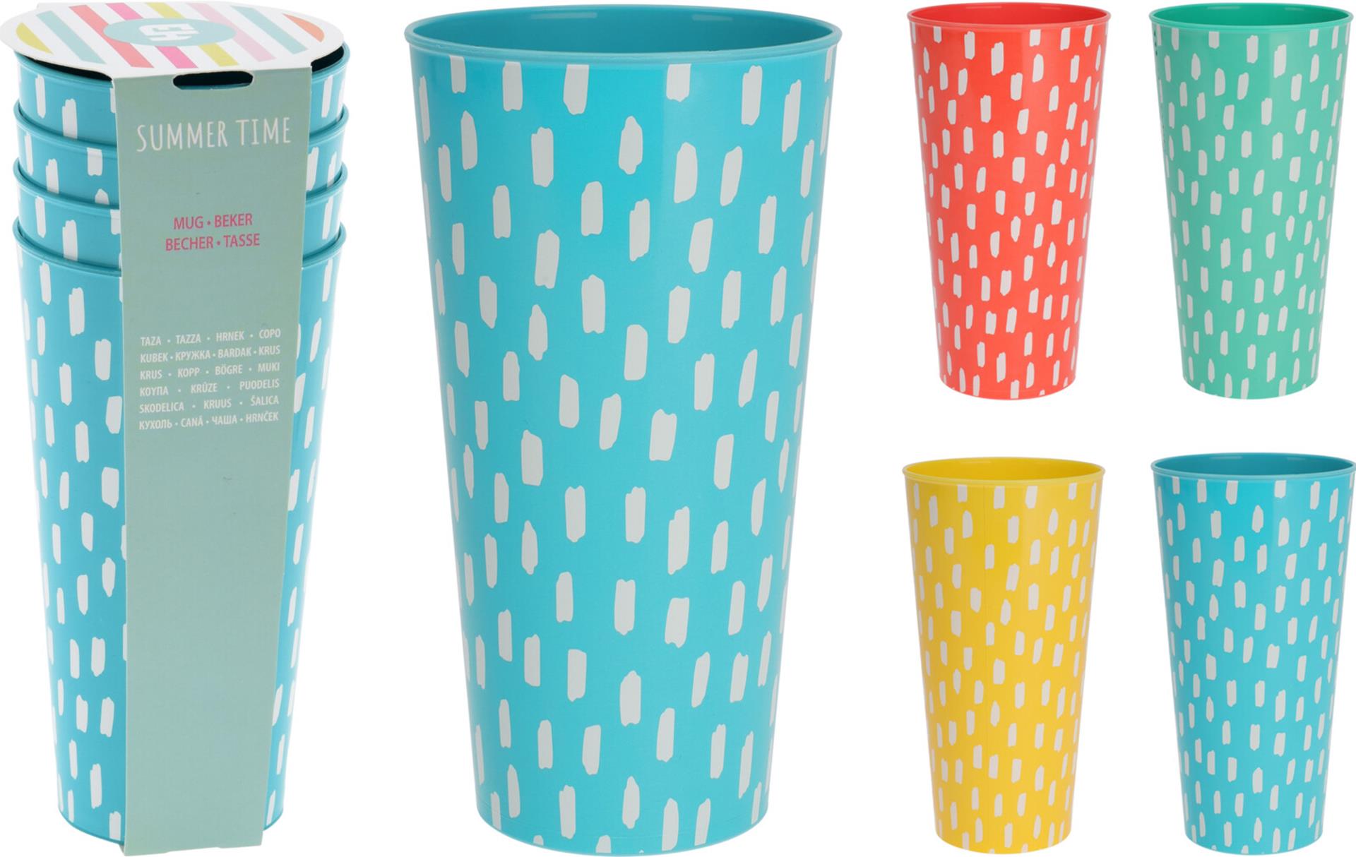 Excellent houseware bekerset 4-delig 400ml kunststof