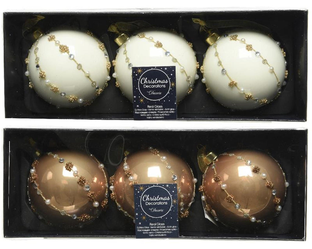 Decoris kerstballenset glas a 3 stuks camel 8cm