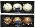 Decoris gedecoreerde kerstballenset van glas set a 3 ballen dia 8cm in kleuren wol wit of camel brown