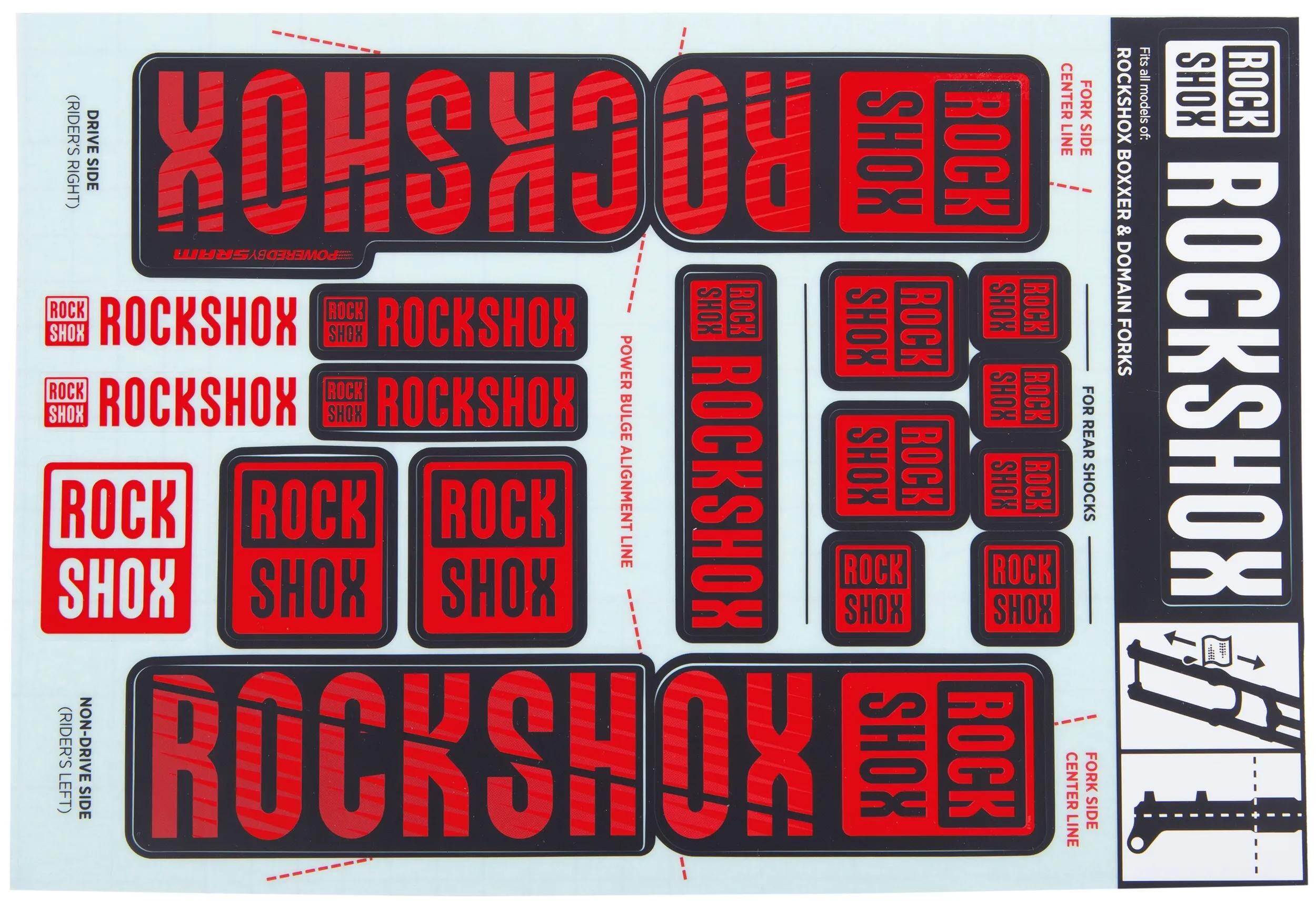 Rockshox dekor set decal set red