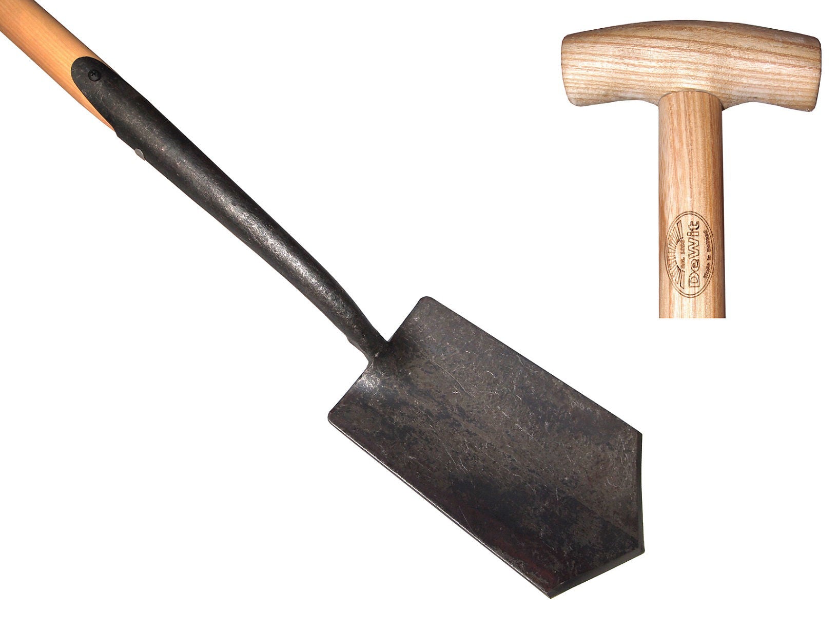 De wit puntspade zwanehals met lip met essen steel 75cm dewit