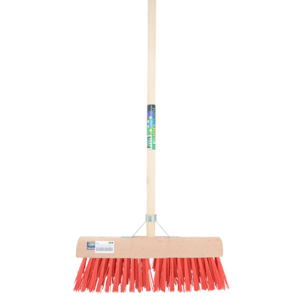 Mm eurotool gemeentebezem 45cm kunstvezel rood mmsteel 140cm stokhoud