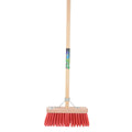 Mm eurotool bezem fsc 29cm kunstvezel rood mm steel 150cm stokhouder