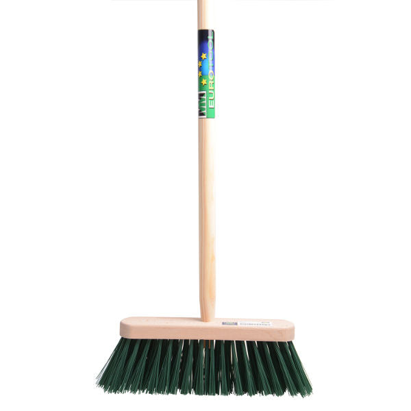 Mm eurotool bezem fsc 29cm kunstvezel groen mm met steel 120cm aktie