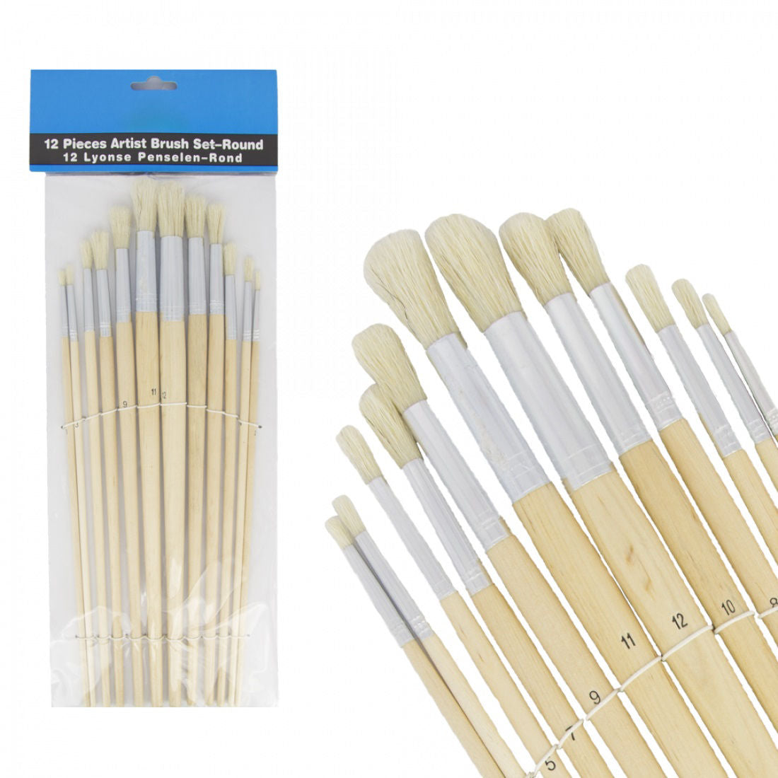 Schilders penseelset rond 12 delig