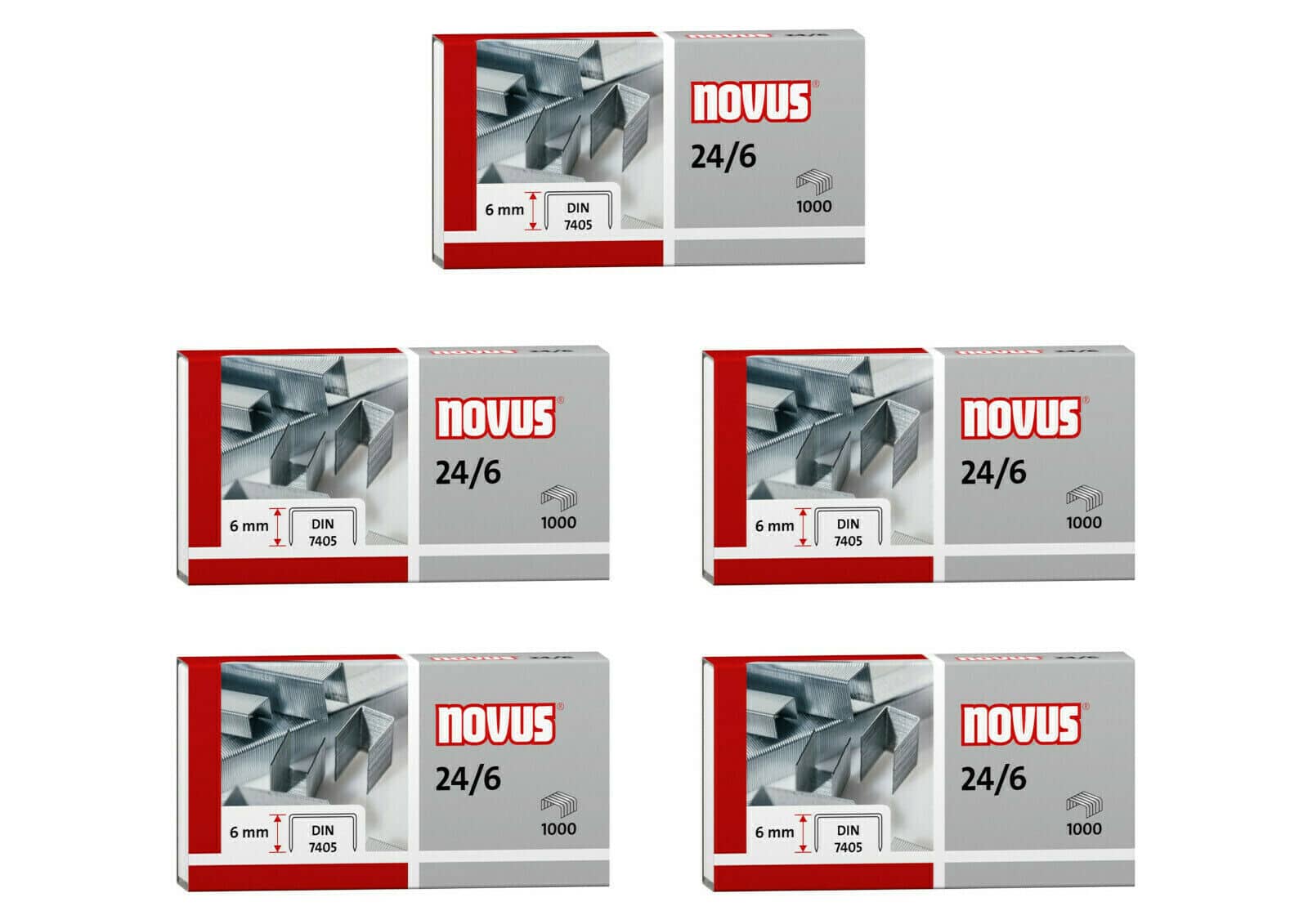 Van Der Doelen 5 Schachteln Heftklammern von Novus, Größe 24 6