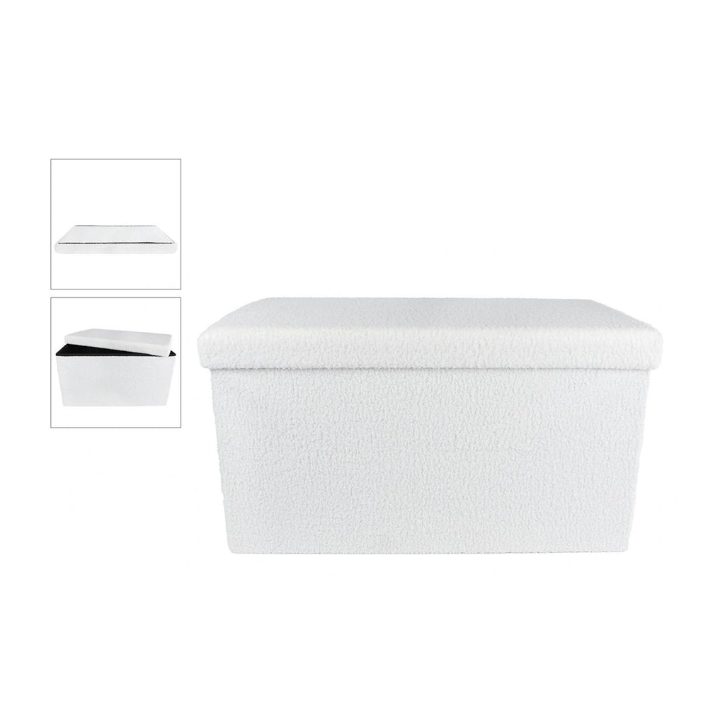 Opbergbank rinske inklapbaar creme hout bouclé 70x38x38cm