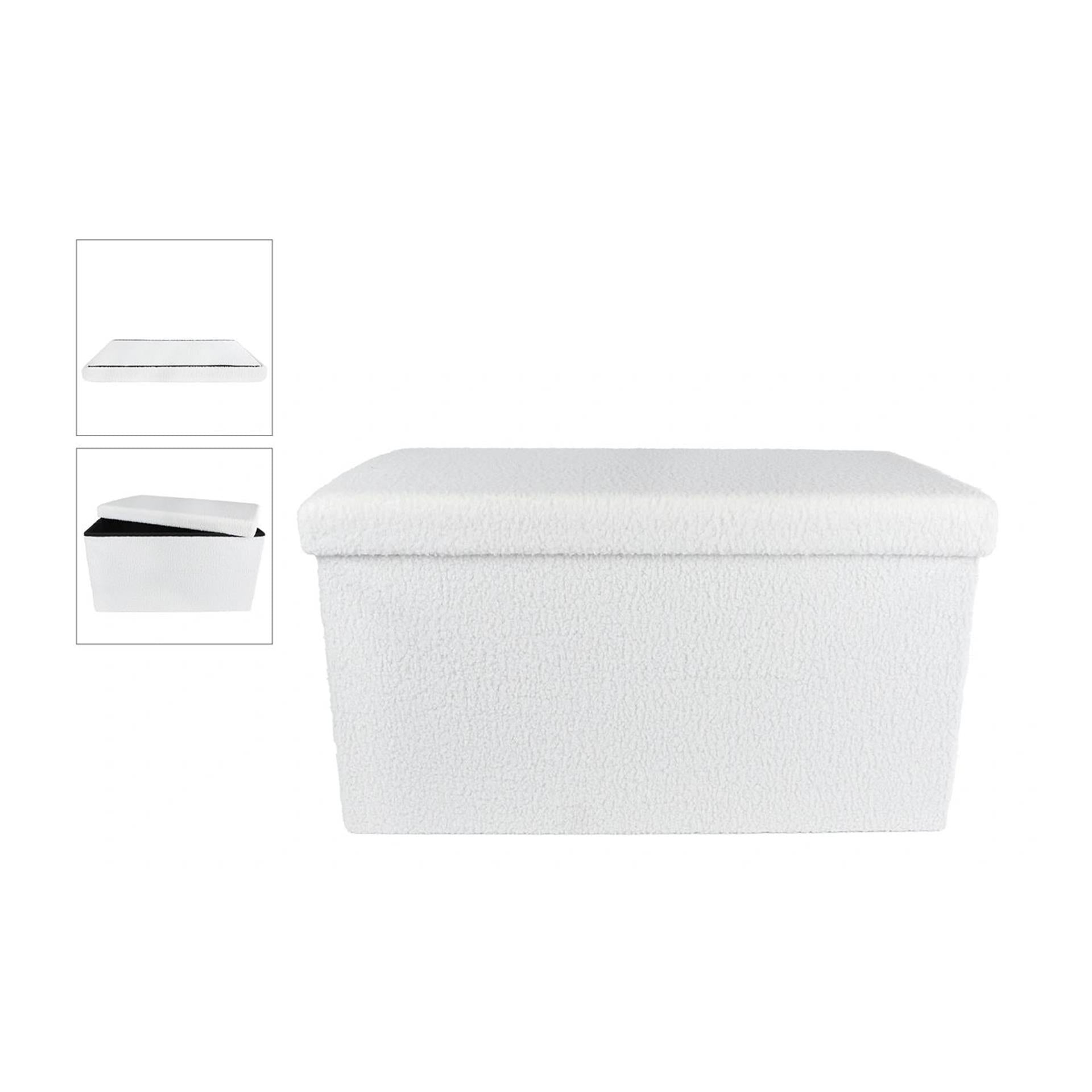 Opbergbank rinske inklapbaar creme hout bouclé 70x38x38cm