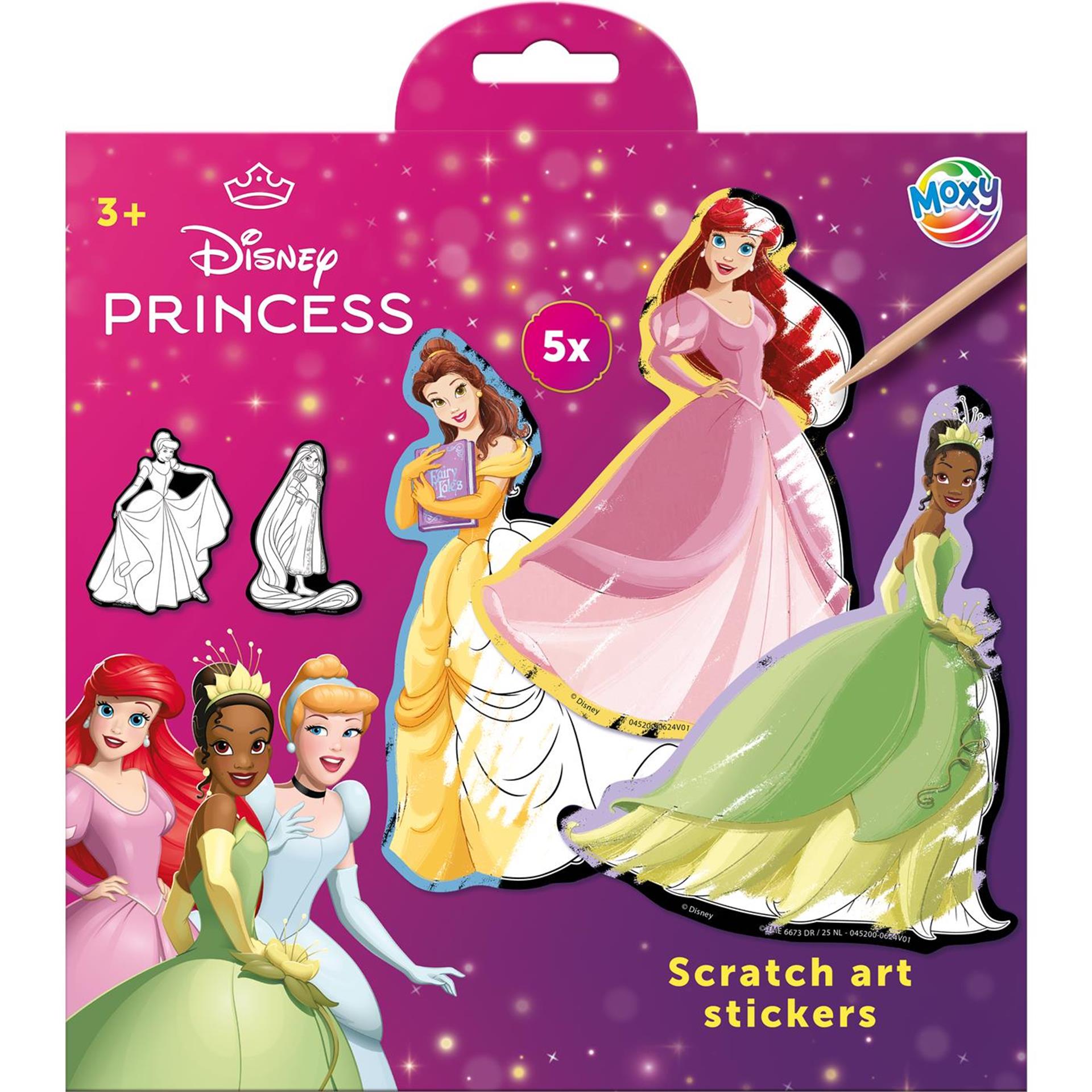 Moxy Scratch Art Aufkleber - Disney Prinzessin, 6 Stück.