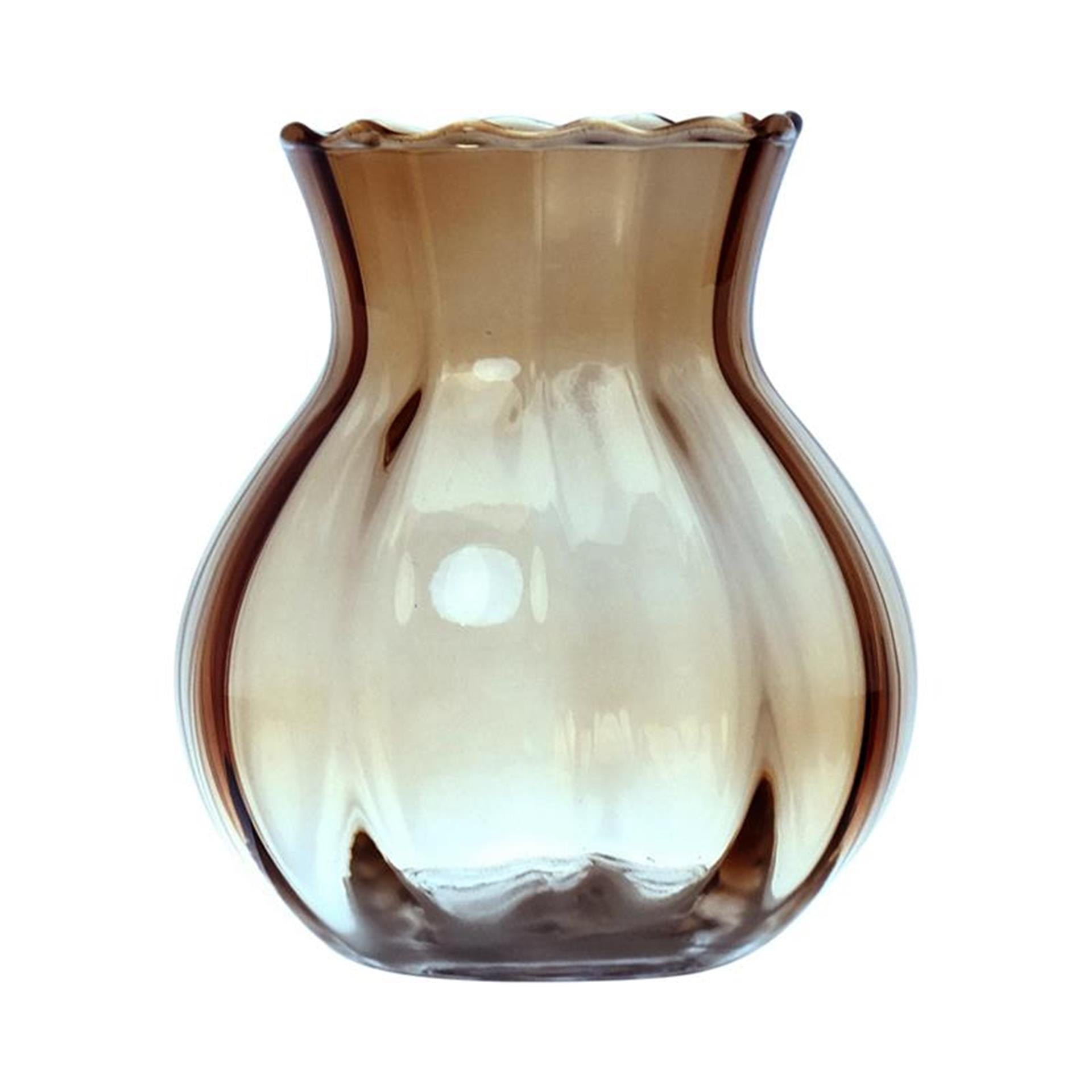 Hakbijl glass yves swirl buikvaas taupe ø11xh13cm
