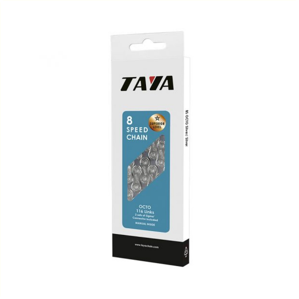 Taya ketting octo 1 2x3 32x116, 7-8 speed, zwart zilver