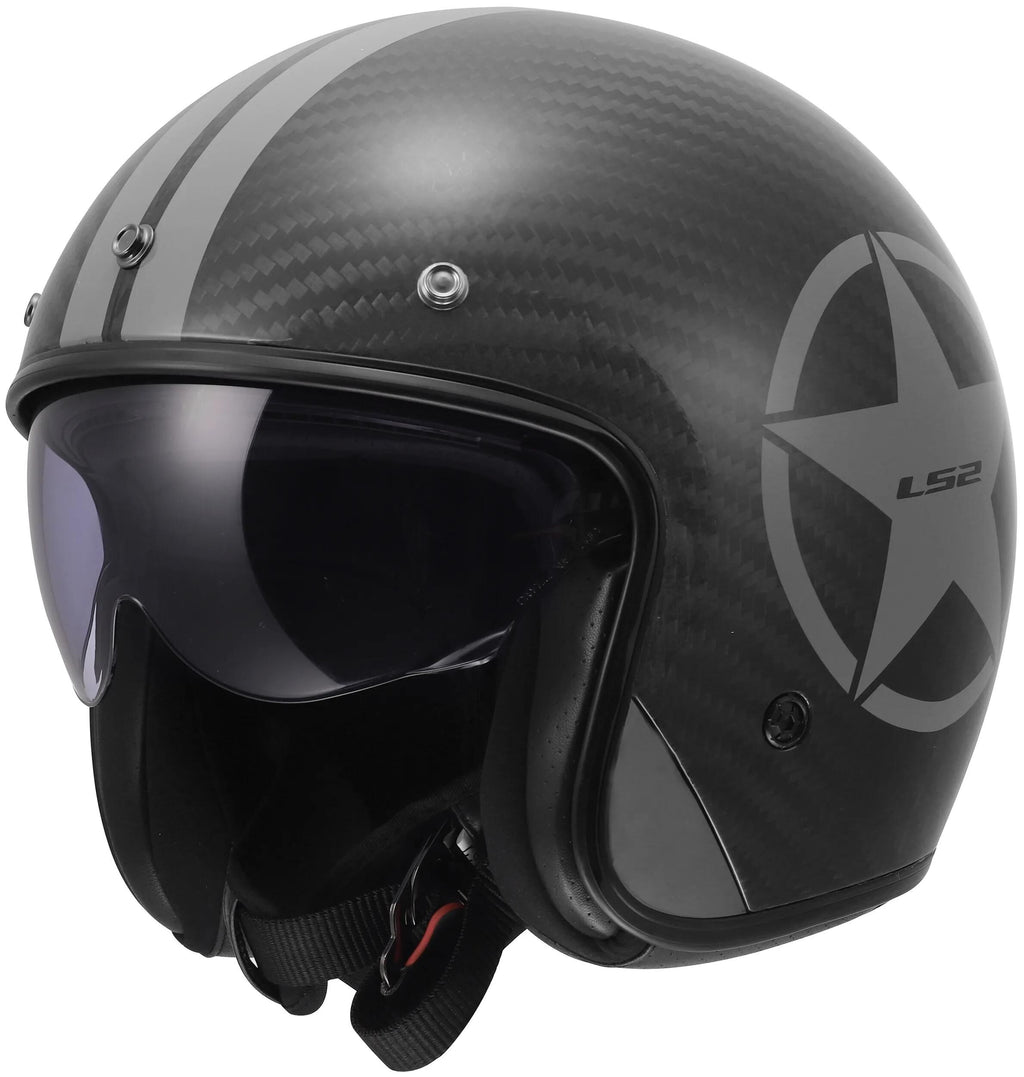 Ls2 jethelm of601 bob ii carbon star helmet of601 bob ii carbon star gray gr. m