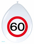 Ballon 30cmverkeersbord 60jaar pak a 8st