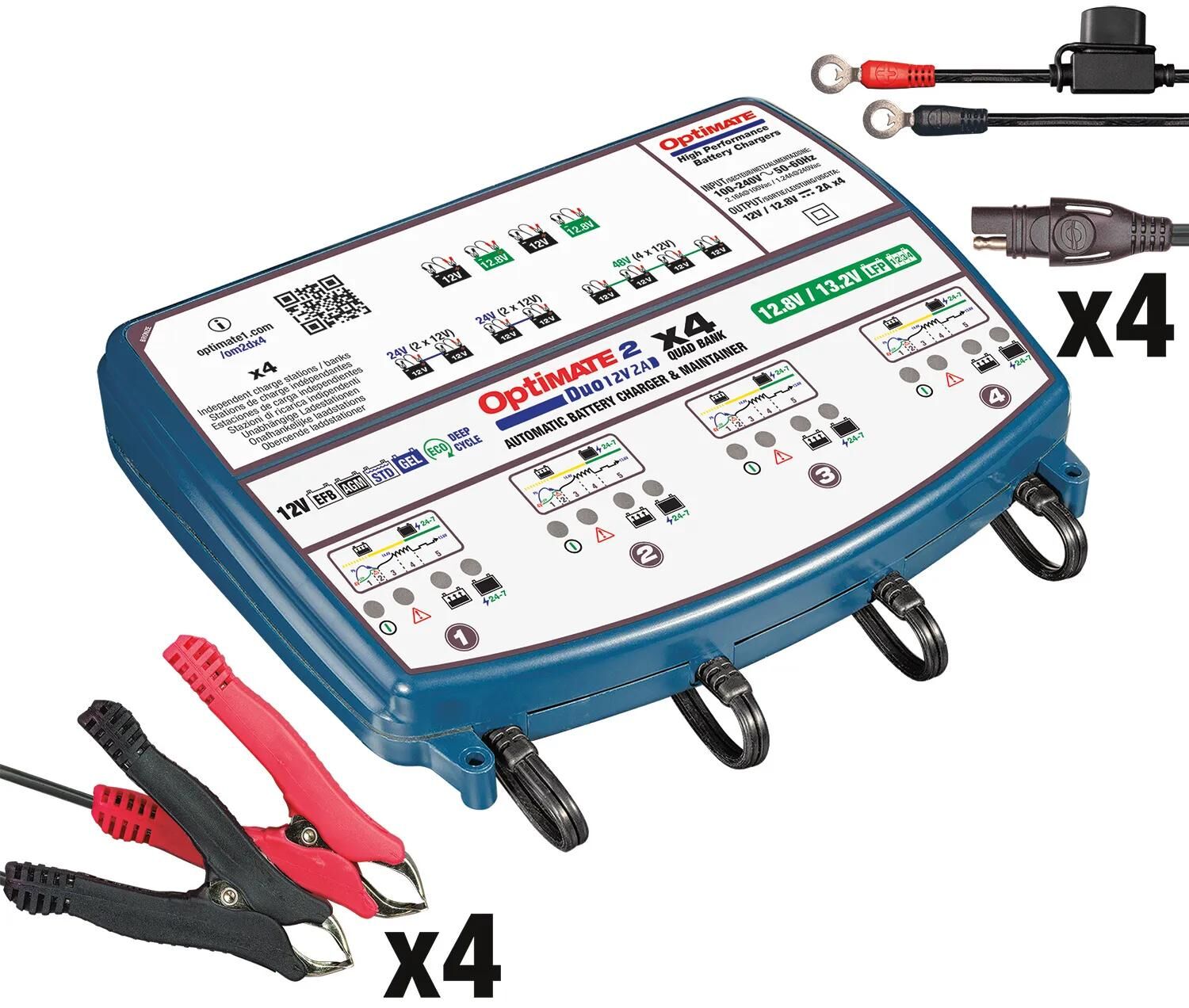 Tecmate batterieladegerät optimate 2 duo optimate 2 charger duo 4er bank