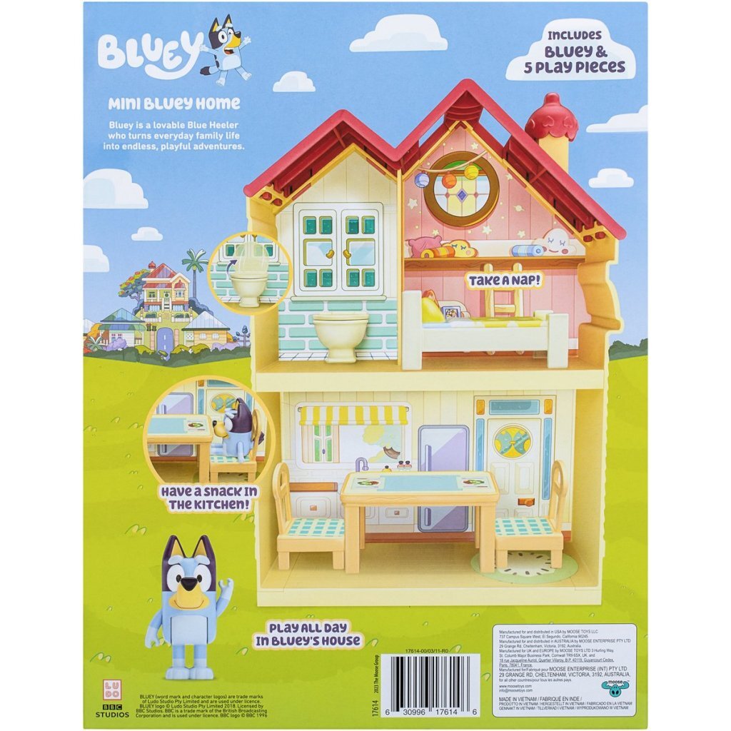 Moose Toys Bluey Mini-Spielhaus mit Möbeln und Spielfigur
