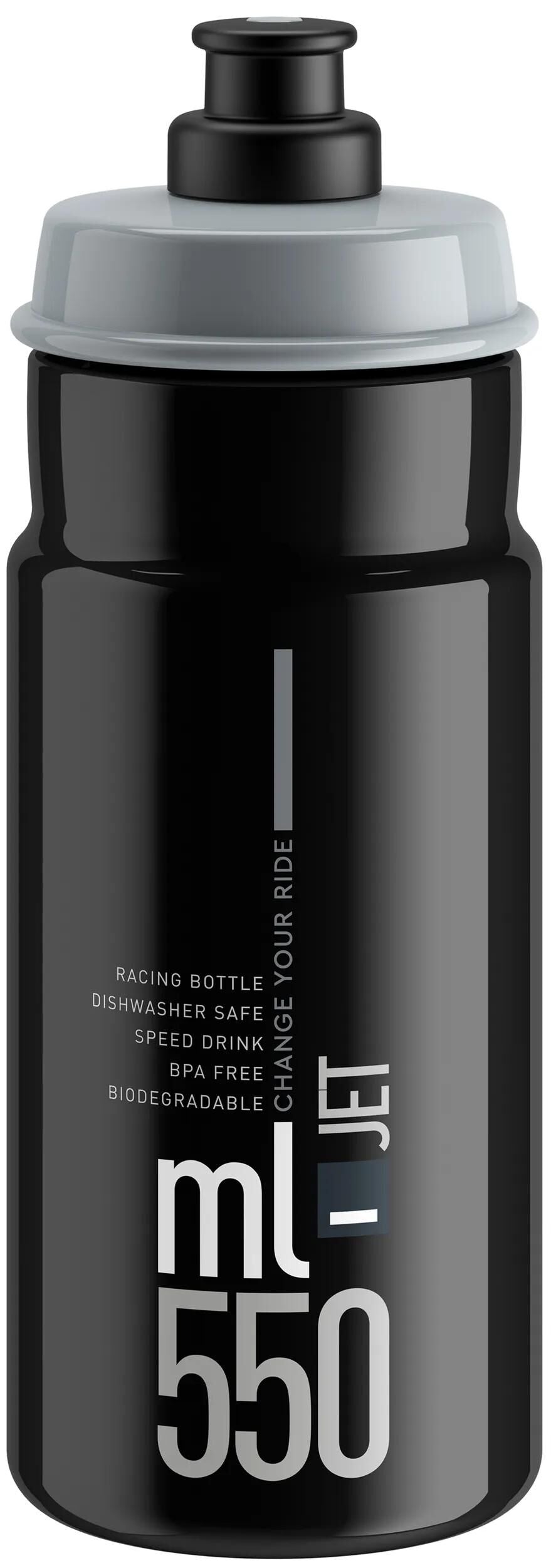 Elite trinkflasche jet plus bottle jet plus 550ml black grey