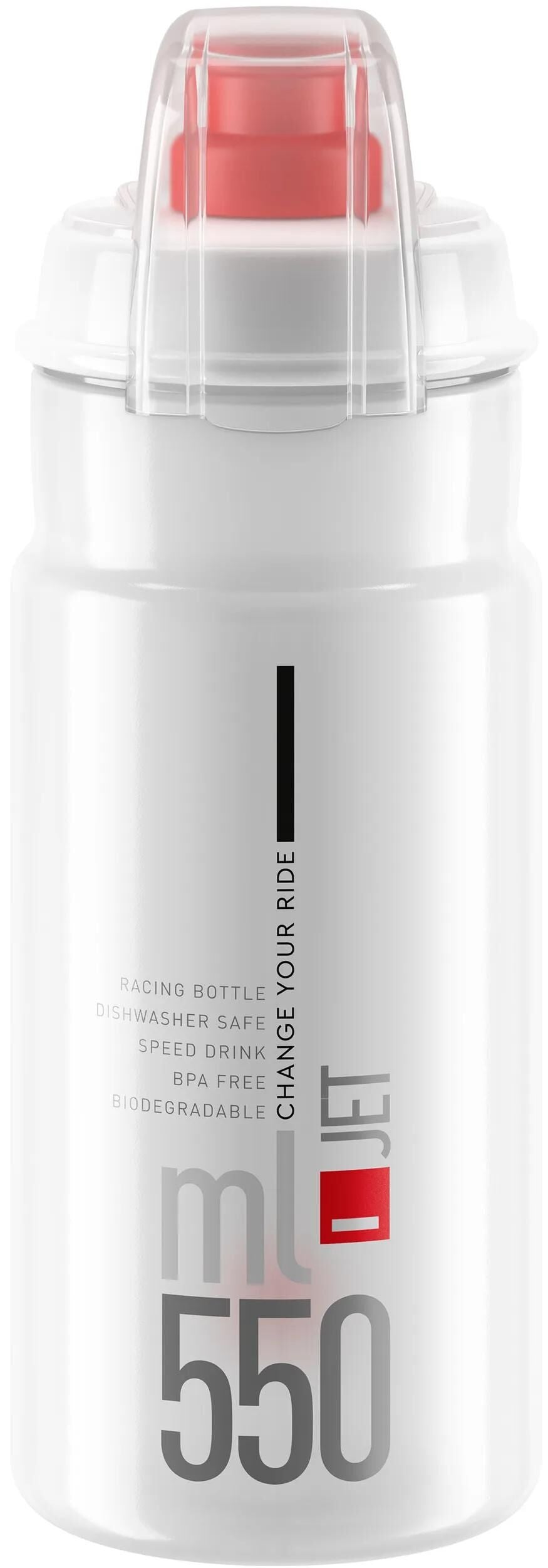 Elite trinkflasche jet plus bottle jet plus 550ml clear red with cap